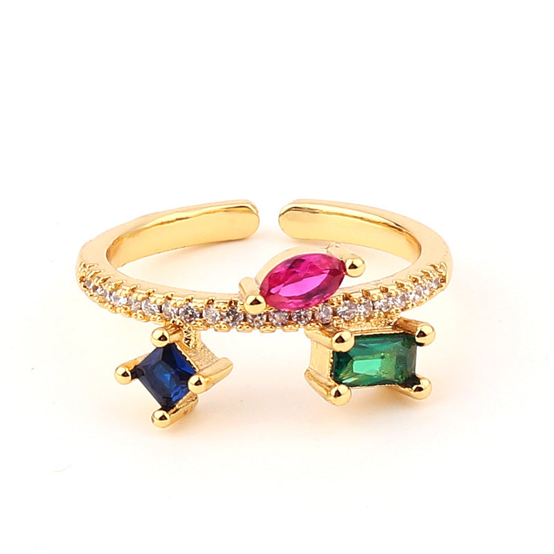 Fashion Women Octagram Flower Copper Electroplating Rings