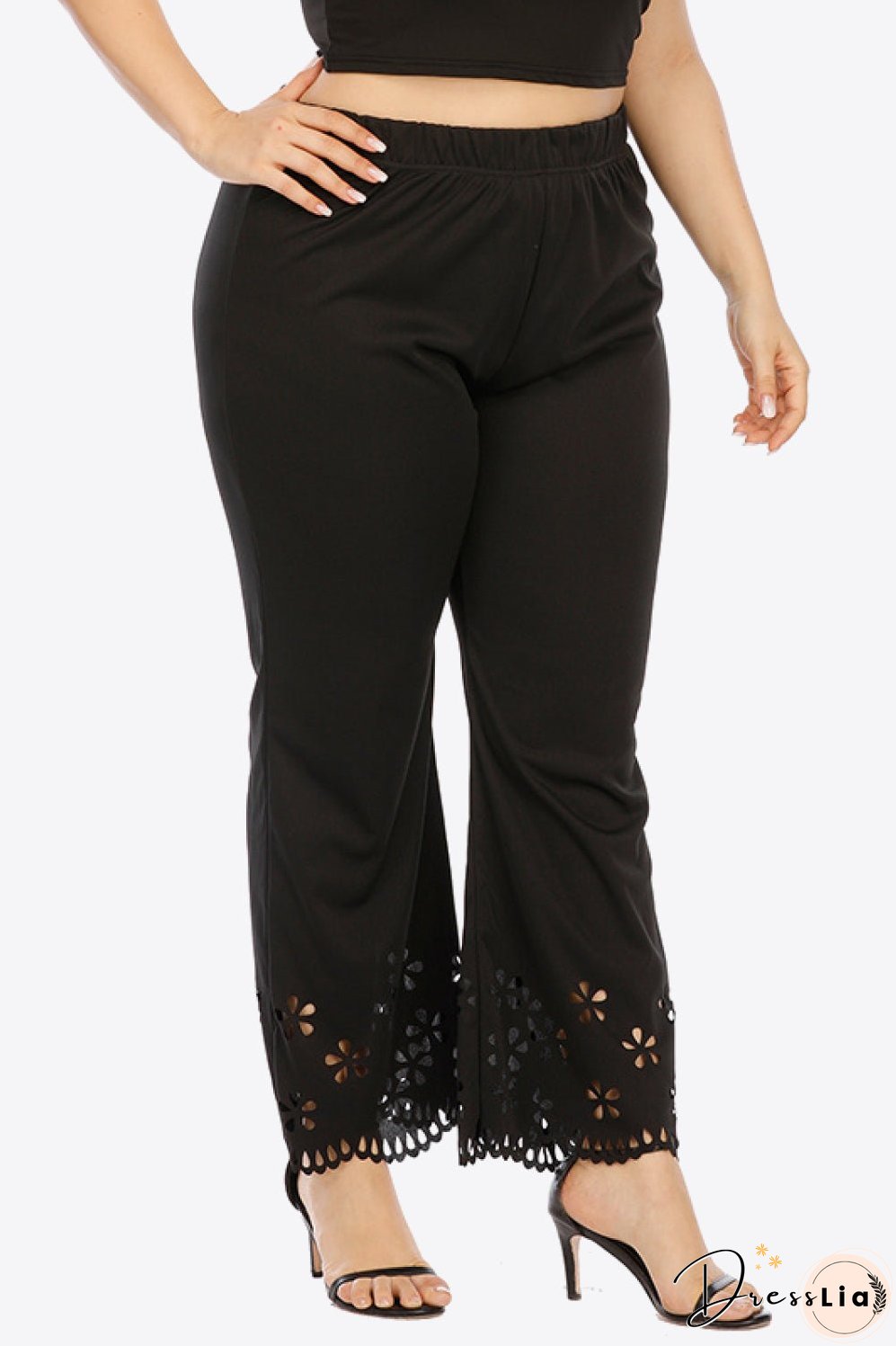 Plus Size Openwork Elastic Waist Pants