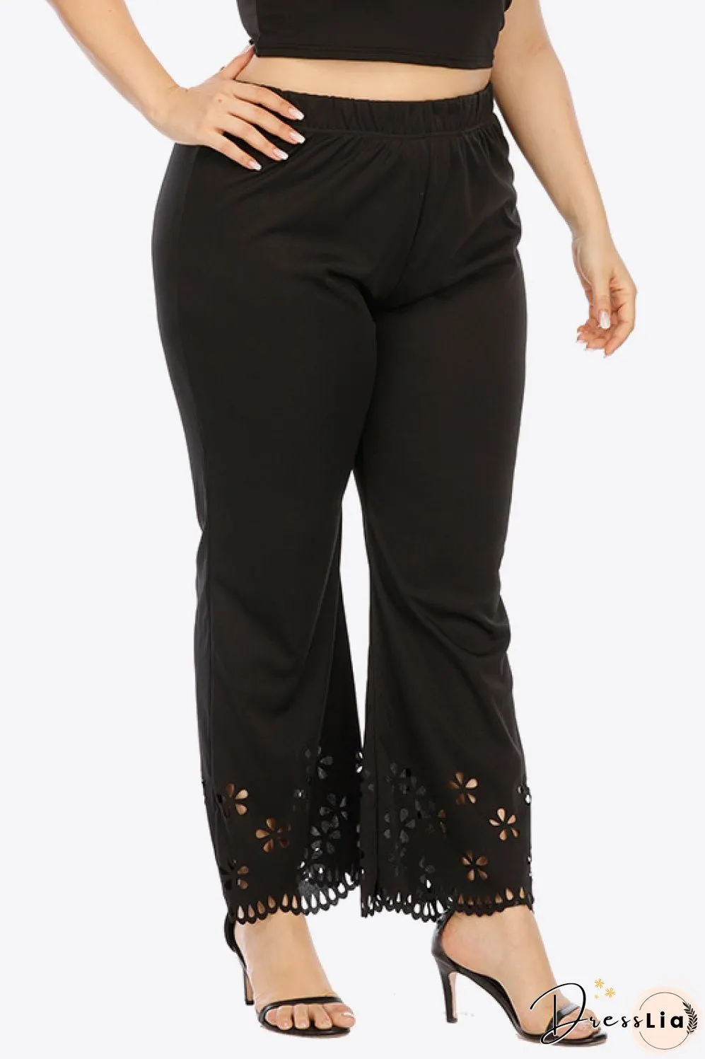 Plus Size Openwork Elastic Waist Pants