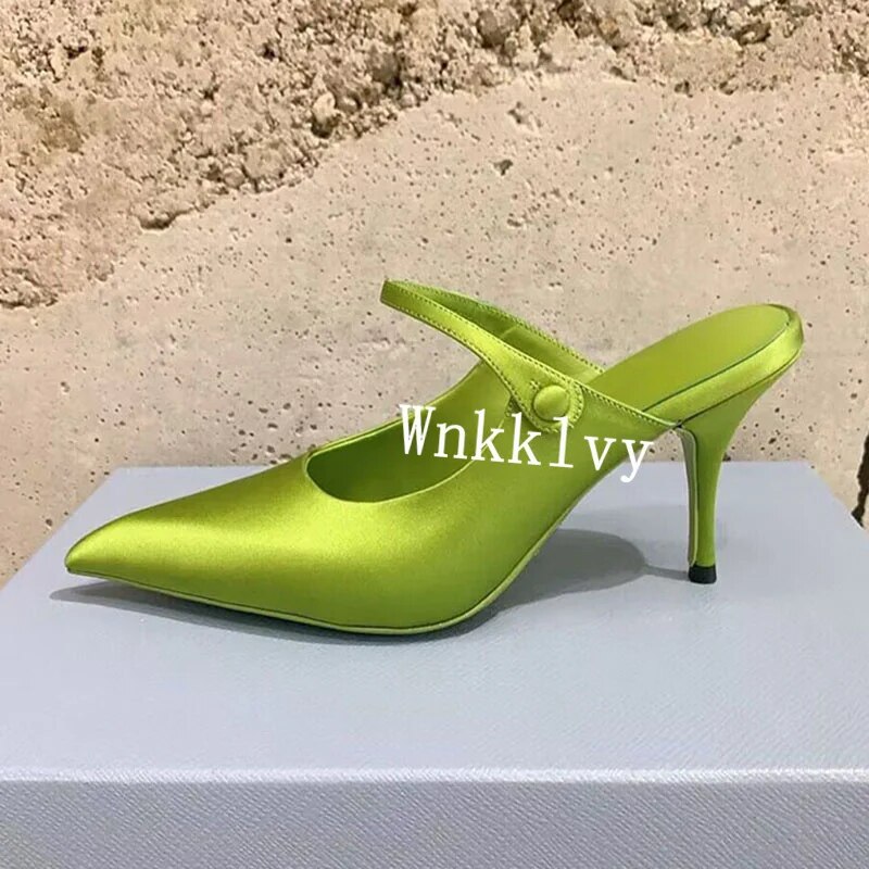 VCshoes Women Silk Satin Pointed Toe Pumps Shallow Mouth Thin High Heels Single Shoes Ladies Party Dress Shoes