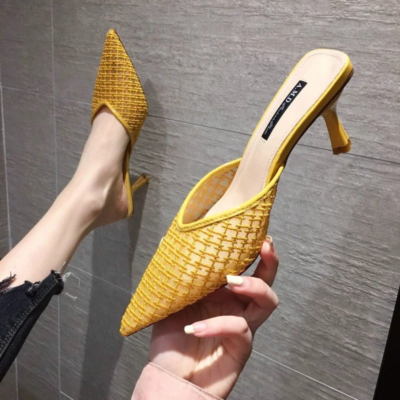 Sexy stiletto girls Baotou half slippers