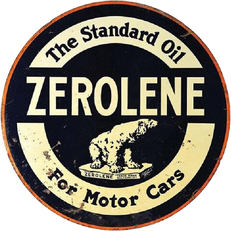 Zerolene Oil - Tin Signs/Wooden Signs - Calligraphy Series - 12*12inches (Round)
