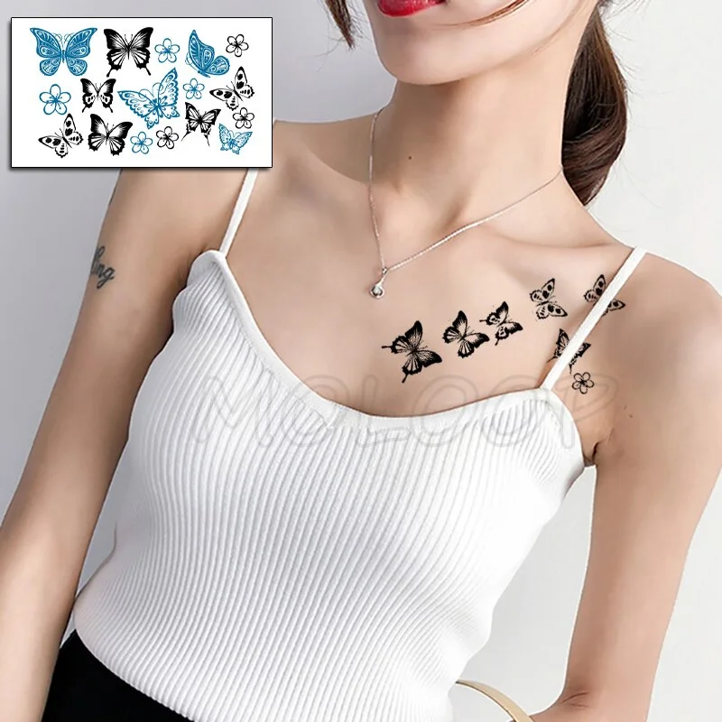 Water Transfer Black Sexy Peace Dove Birds Body Art Waterproof Temporary Fake Flash Tattoo Stickers for Man Woman Kid 10.5*6 Cm