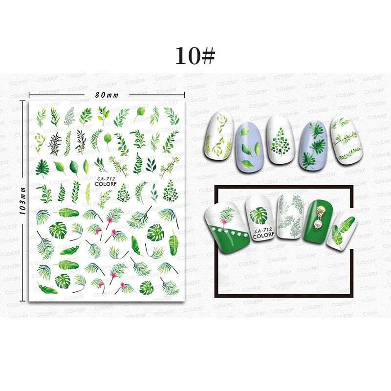 1 Sheet 3D Halloween Nail Sticker Christmas Skull Bone Snake Butterfly Maple Leaf Pattern Decals Manicures 3D Nail Decorations