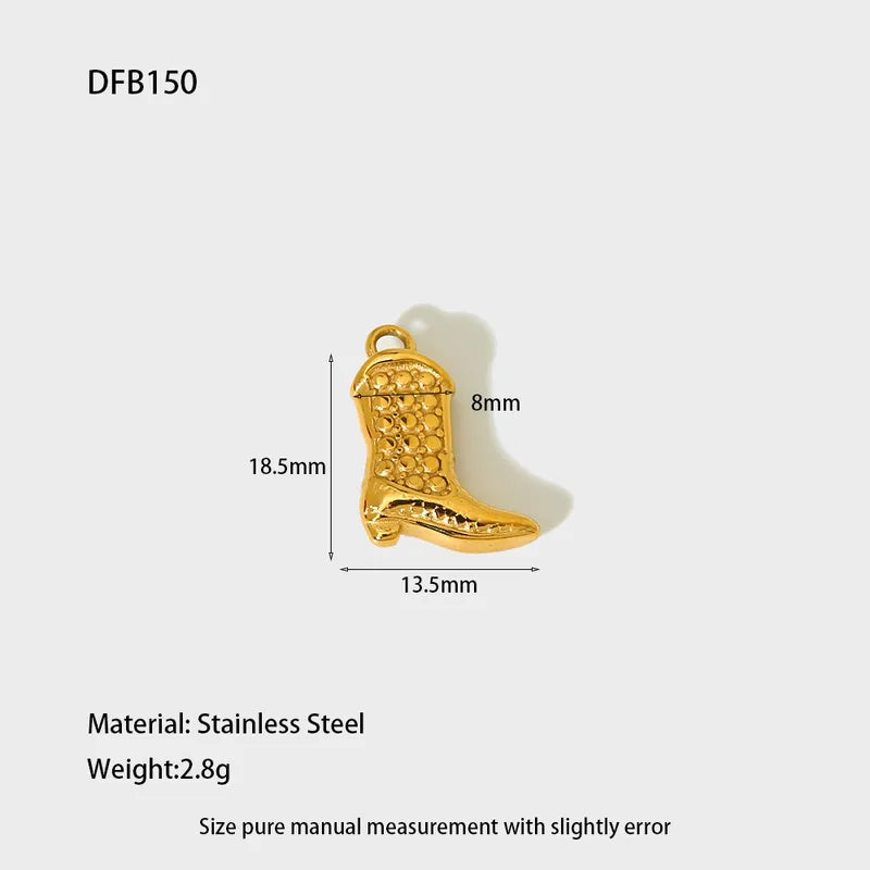 1 Piece 13.5*18.5mm 304 Stainless Steel Zircon Heart Shape Boots Polished Pendant Jewelry Accessories