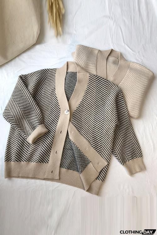 Stripe Button Cardigan