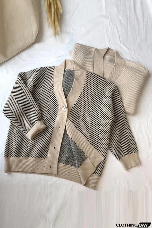 Stripe Button Cardigan
