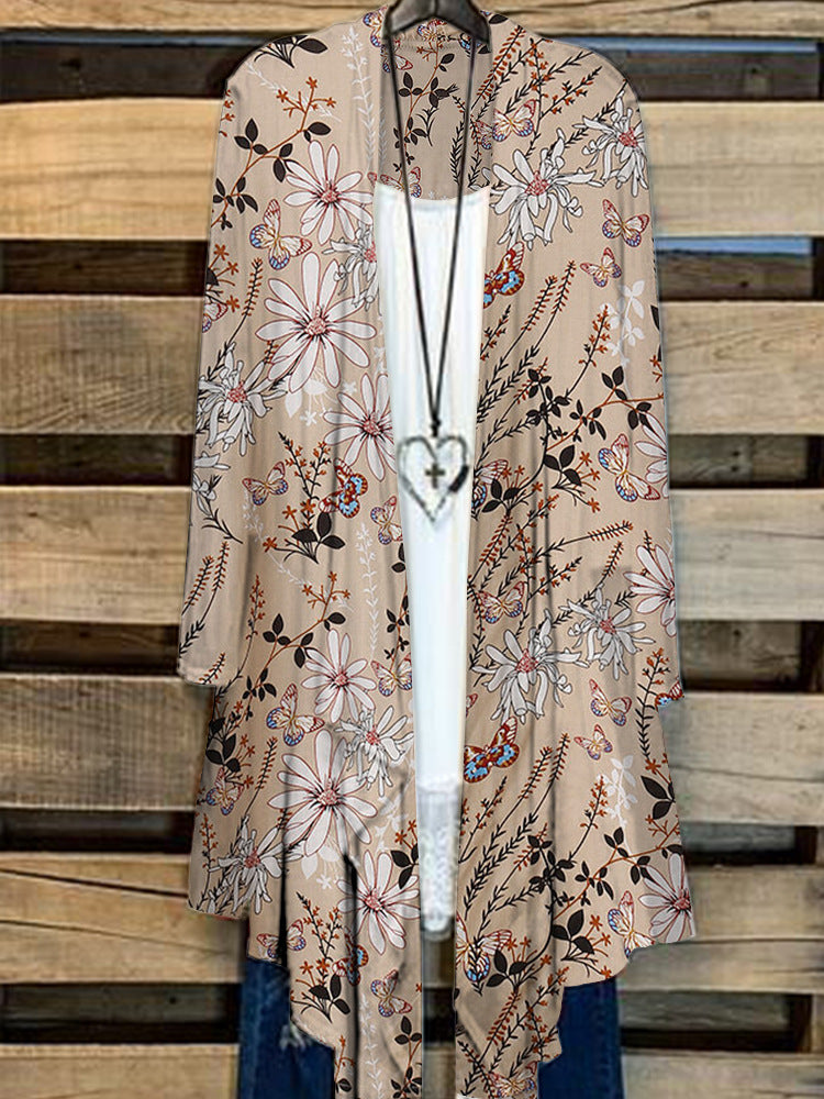 Women Long Sleeve V-neck Graphic Floral Printed Top