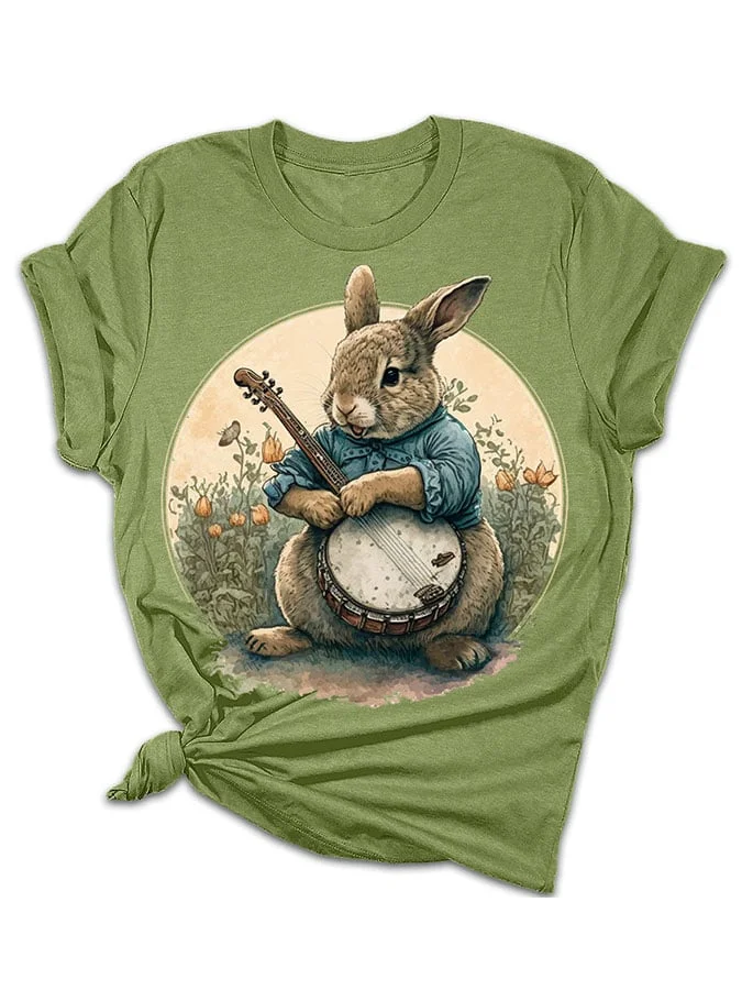 Casual Easter Bunny Print T-Shirt socialshop