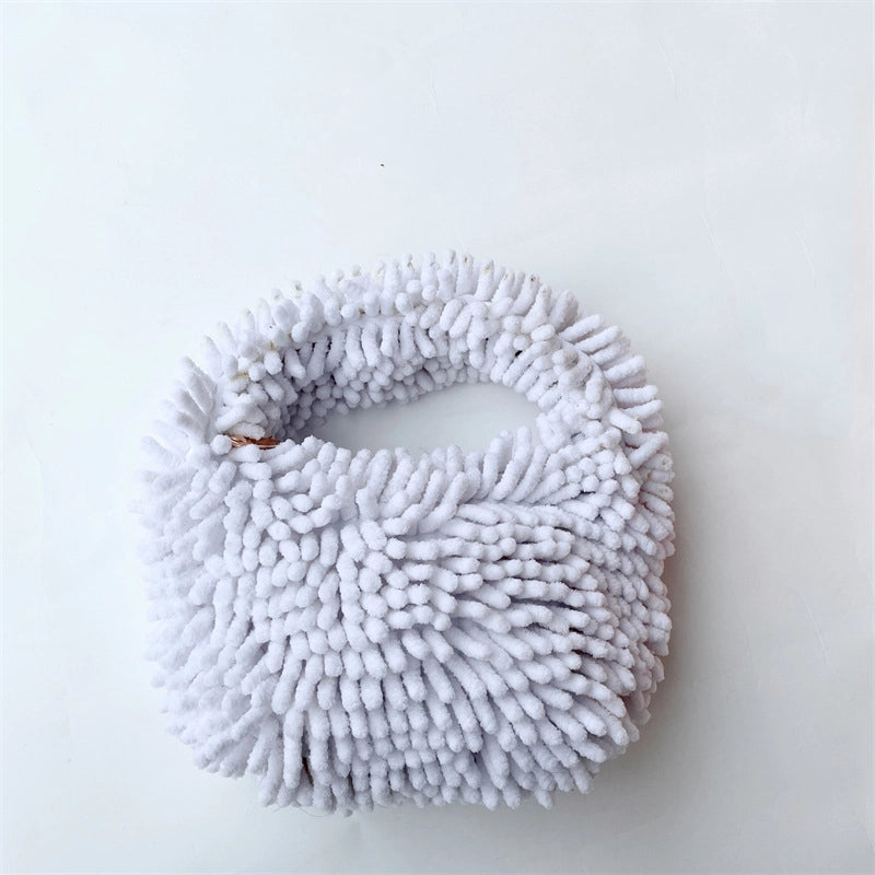 Women’s Plush Solid Color Basic Classic Style Square Zipper Handbag