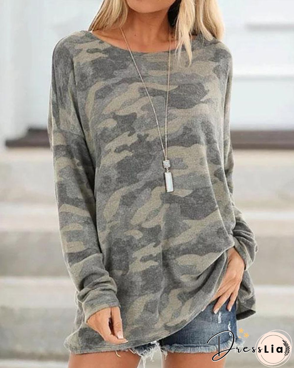 Plus Size Casual Crew Neck Long Sleeve Tops