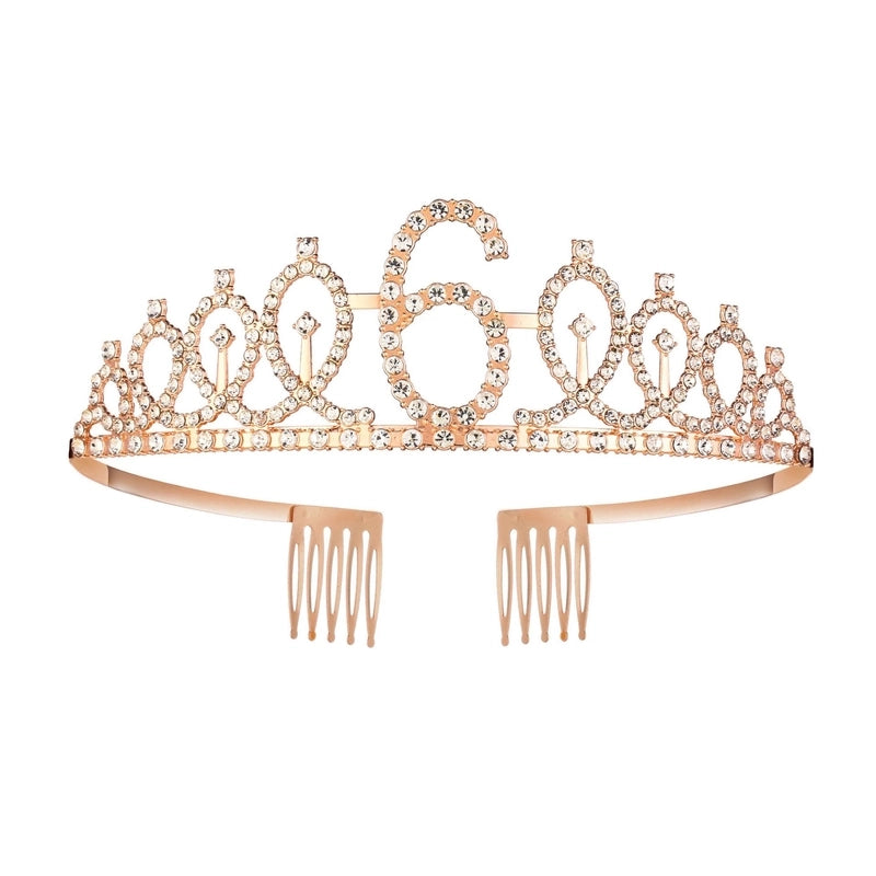 Women’s IG Style Shiny Number Crown Alloy Hollow Out Inlay Rhinestones Crown