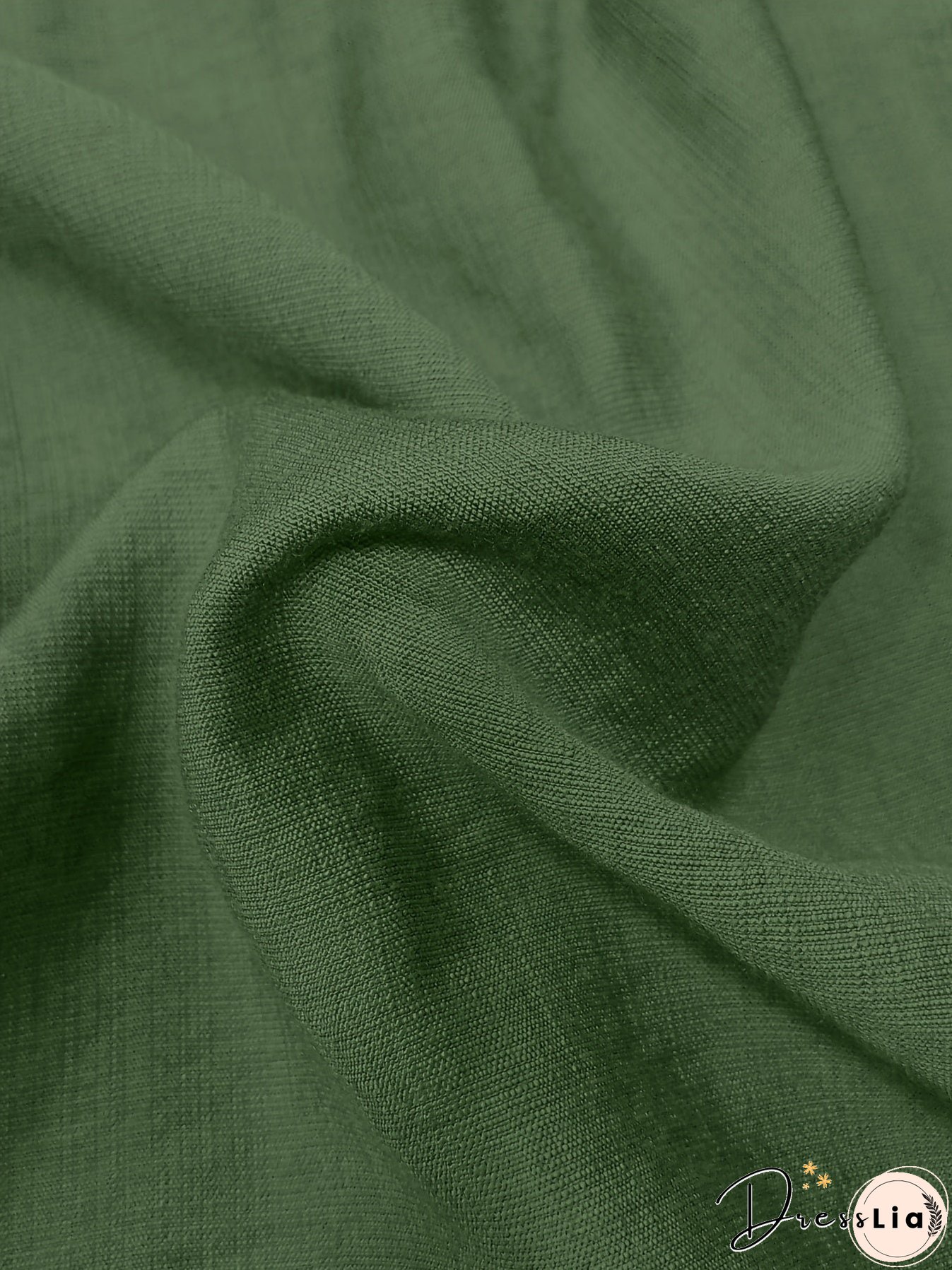 Plus Size Casual Dress, Women's Plus Solid Button Decor Long Sleeve V Neck Dress