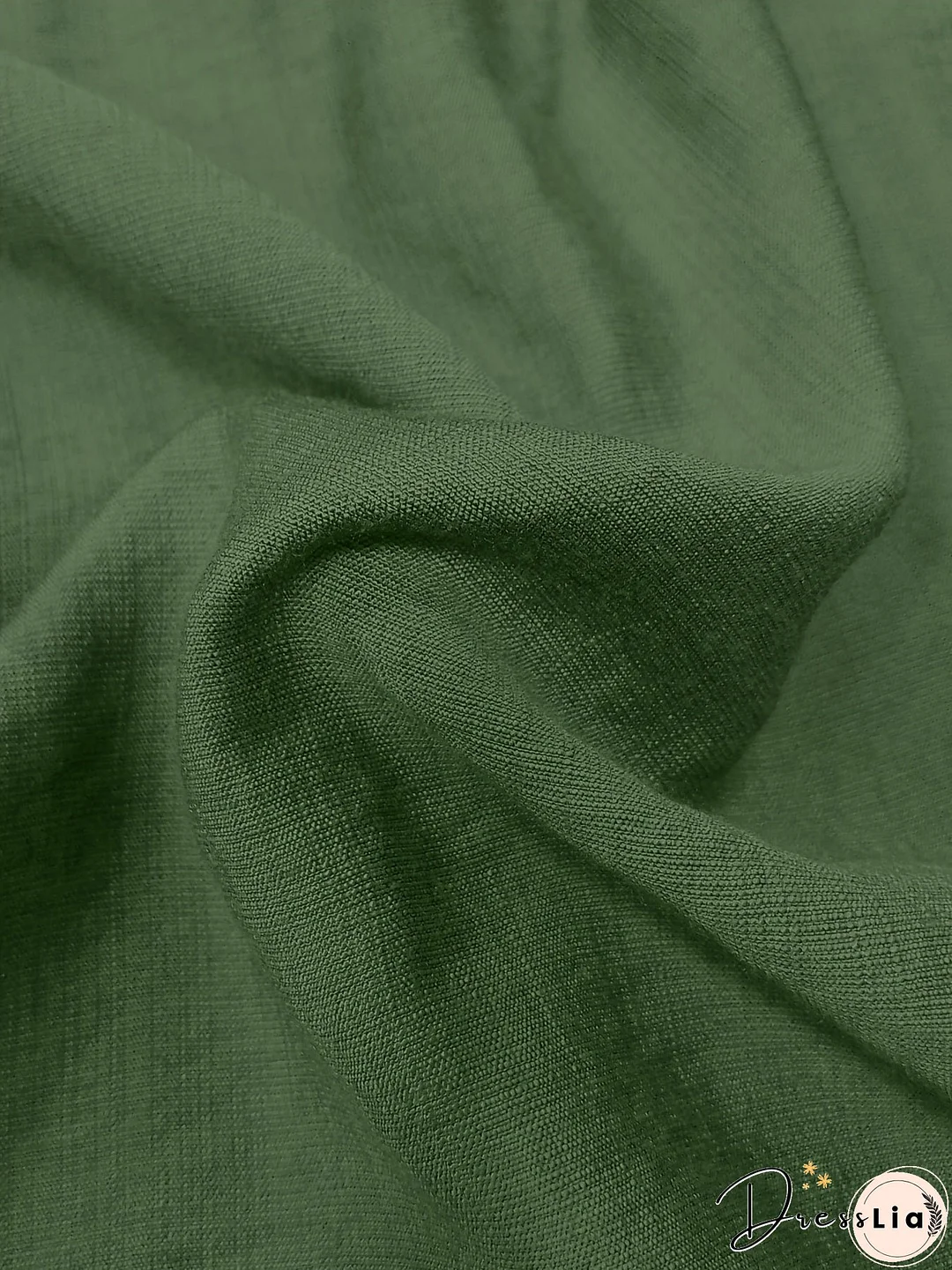 Plus Size Casual Dress, Women's Plus Solid Button Decor Long Sleeve V Neck Dress