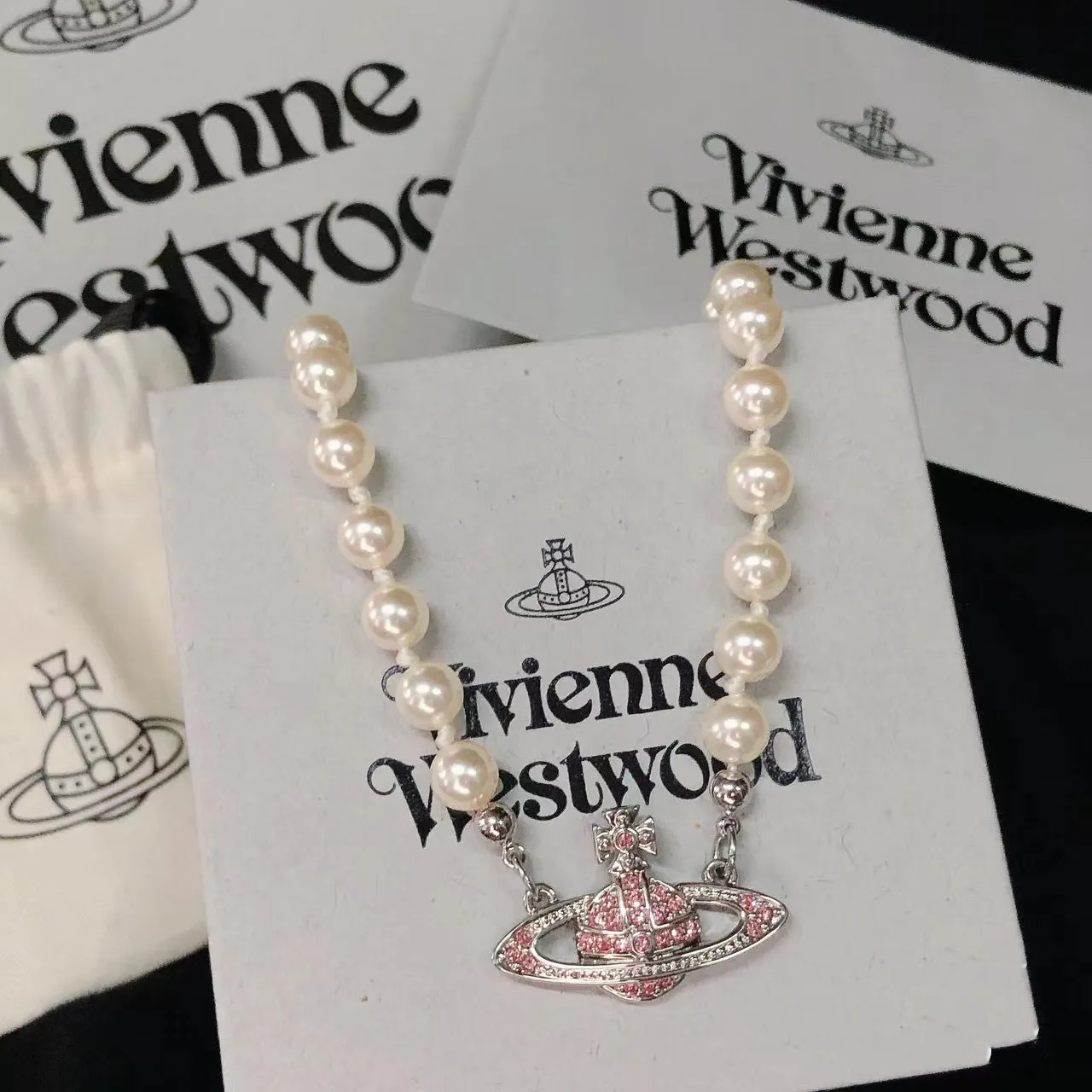 Vivienne Westwood Pink Saturn Necklace