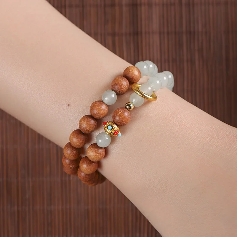 Natural Sandalwood Crystal Protection Double Wrap Bracelet