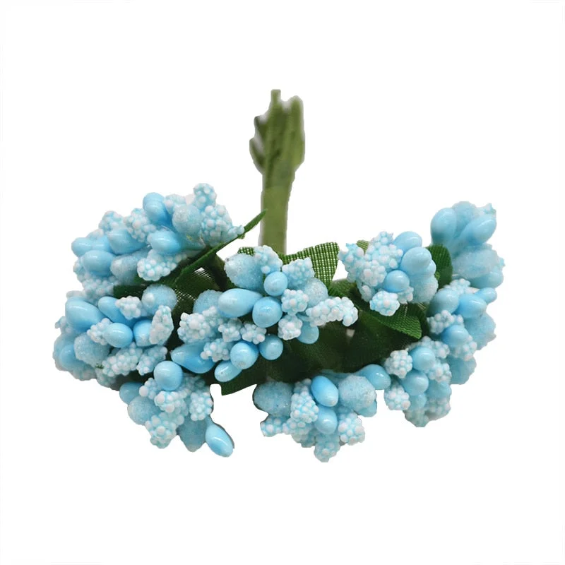 12Pcs/lot Handcraft Artificial Flowers Stamen Sugar Wedding Party Decoration DIY Wreath Gift Box Scrapbooking Cheap Fake Flowers