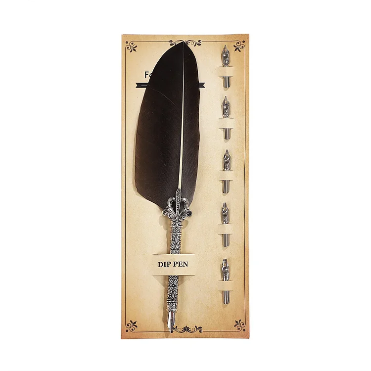 Journalsay Vintage Feather Dip Pen Zinc Alloy Write Smoothly Fountain Pen