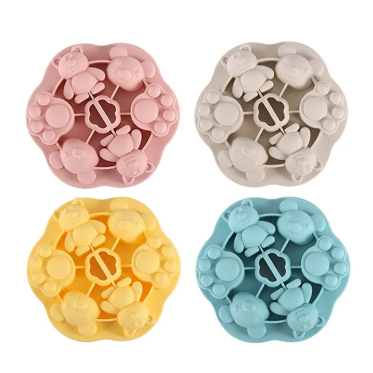 4-Piece Round Patterned Silicone Ice Tray Set