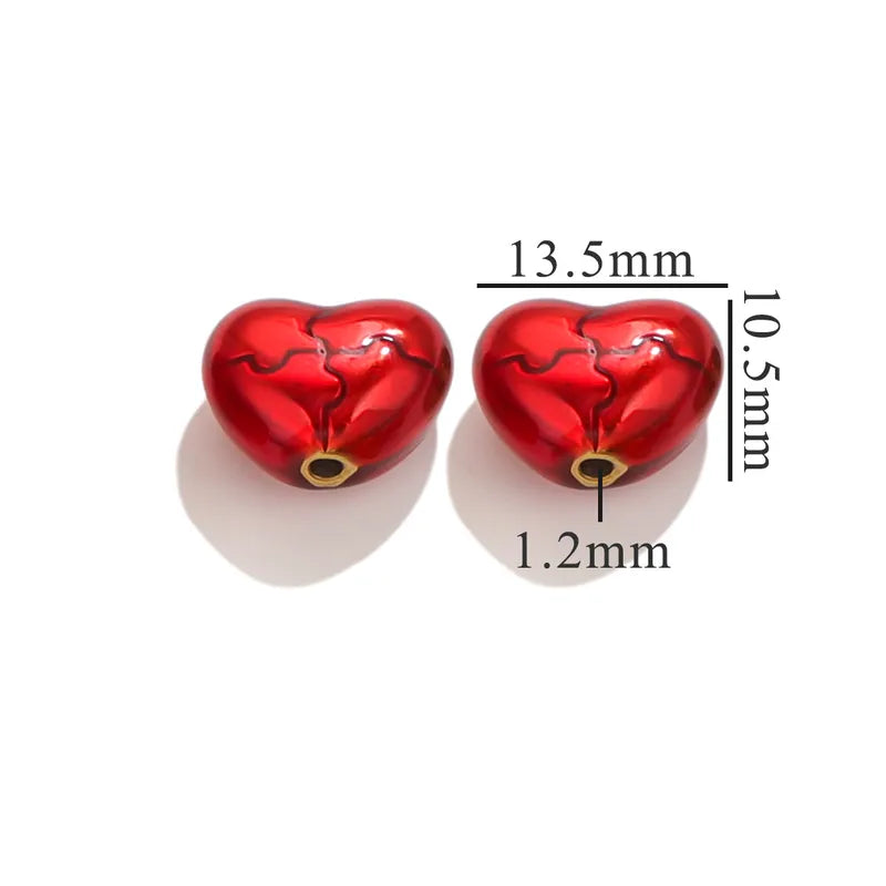 5 PCS/Package 12*16mm Hole 1~1.9mm 304 Stainless Steel Fruit Heart Shape Jewelry Accessories