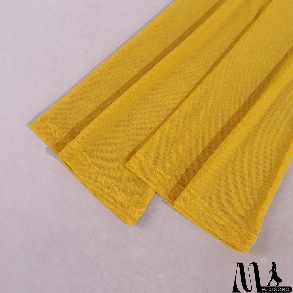 MidiSono - Women Long Sleeve Lace Up Hollow Out Long Sleeve Dress