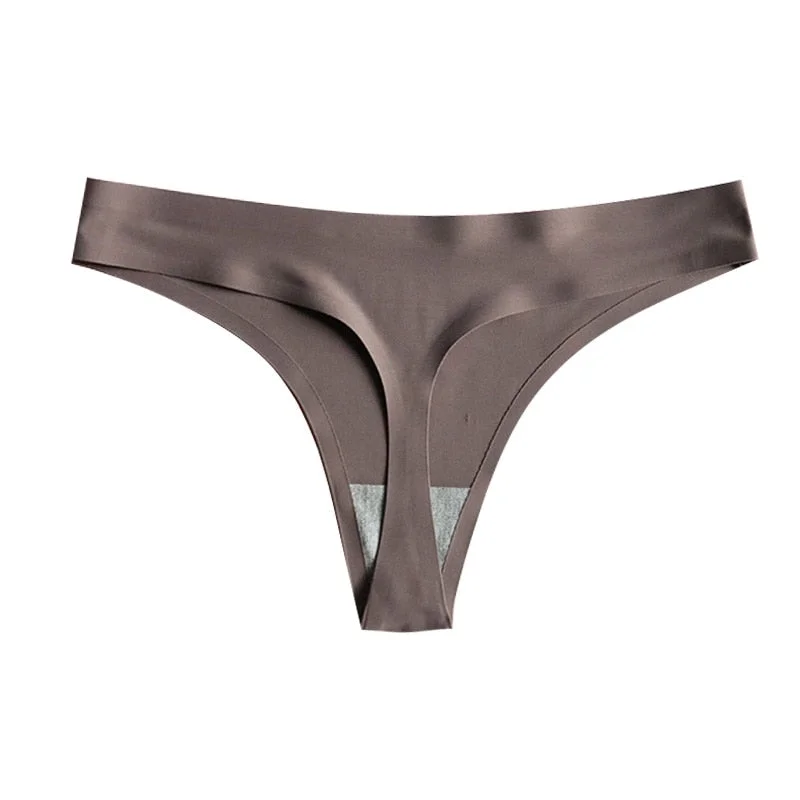 Thong Women's Panties Seamless Silk Underwear T-back Sexy  Lingerie Ladies Low-Rise G String Comfortable Underpants