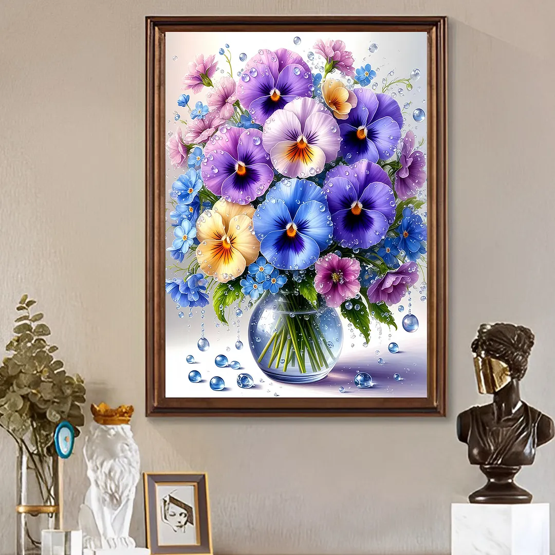 Vase Bouquet Full DIY 5D Round Drill Diamond Art Kits 11.81x15.75Inch Diamond Dots Paintings Picture Arts Craft Diamond Crystal Rhinestones Painting Kits for Adults Beginner Home Wall Decoration Gift