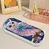 (US Local)Owl Pattern DIY Diamond Pencil Case Pens Brushes Accessories Travel Pencil Box