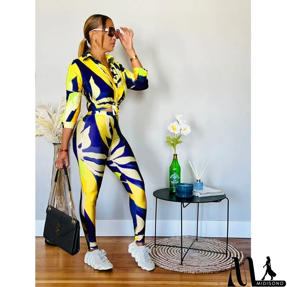 MidiSono - Fashion Ladies Printed Two-Piece Suit