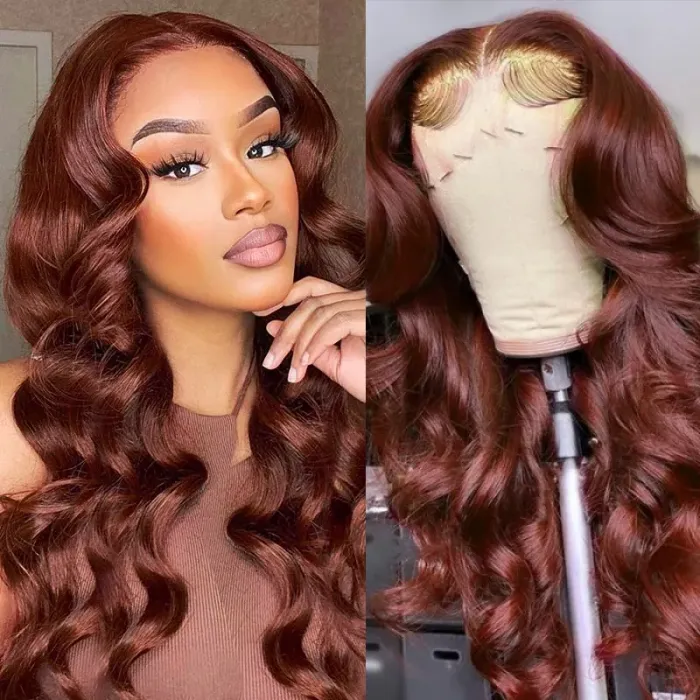 $100 OFF Full $101- Reddish Brown Body Wave Lace Front Wig