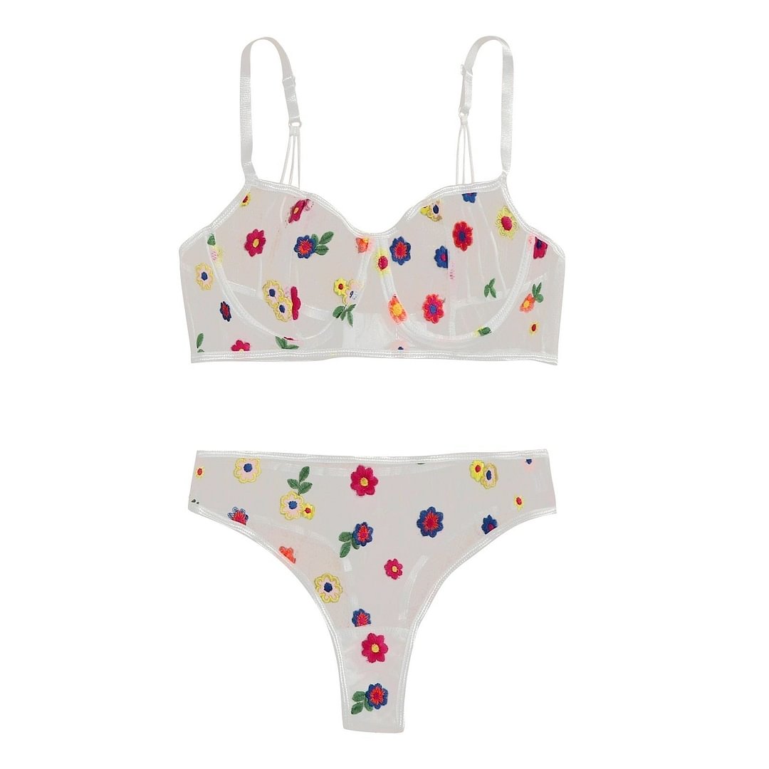 New Sexy Lingerie For Women Sex Set Bra Fashion G-string Thong Sleepwear Underwear Lingerie Femme Sexy Flower Lace Exotic Sets