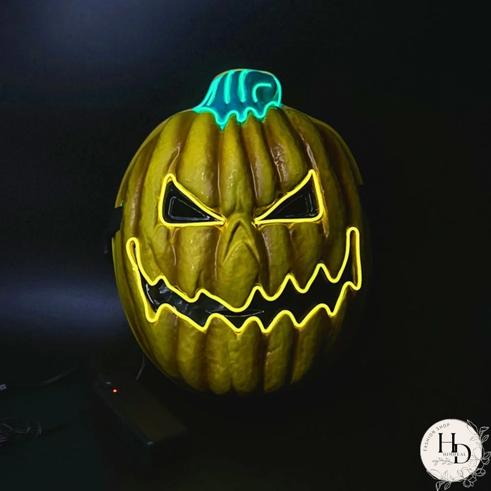 Yellow Halloween Pumpkin Light Up Mask