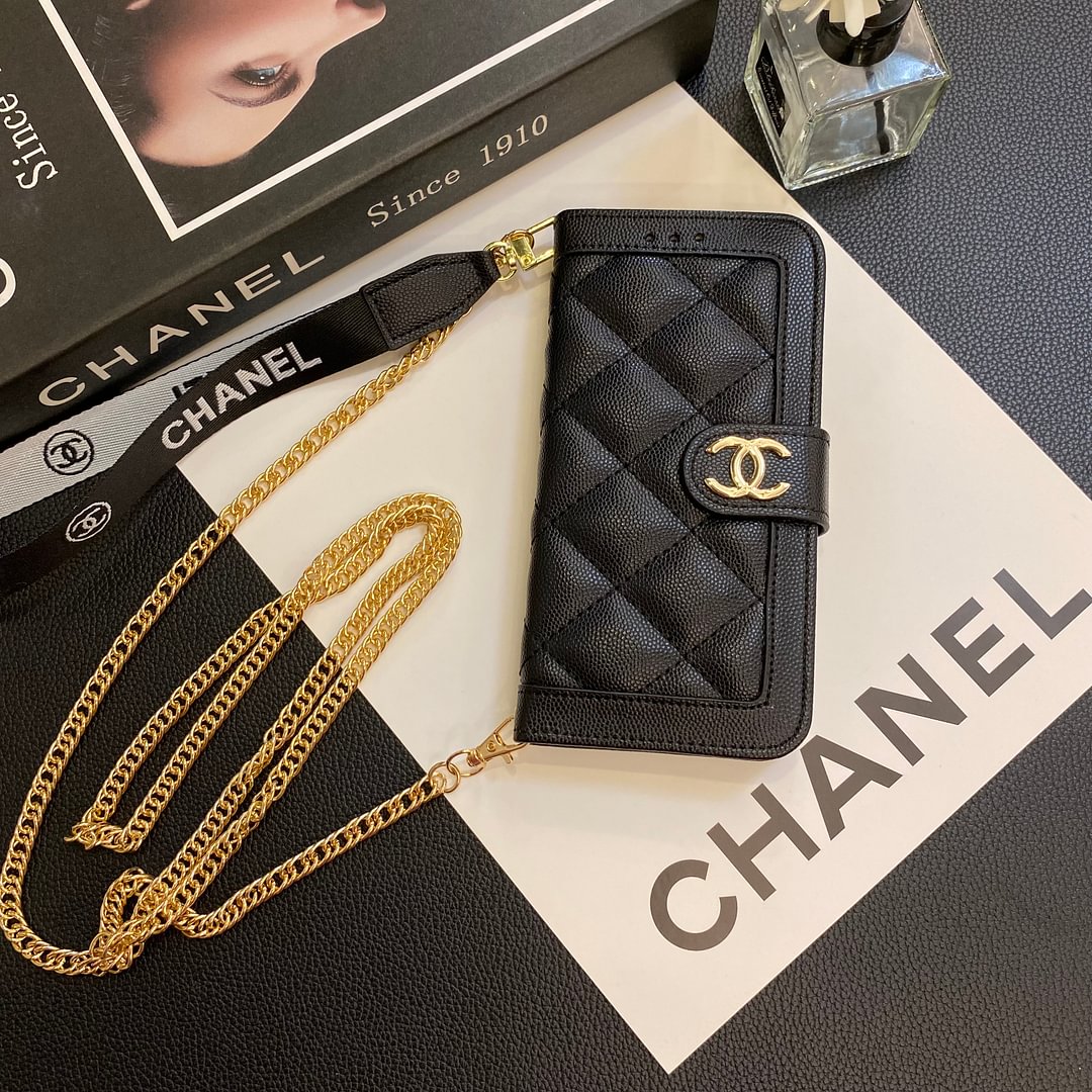 Chanel Genuine Leather Wallet Leather Crossbody Bag Apple iPhone Case