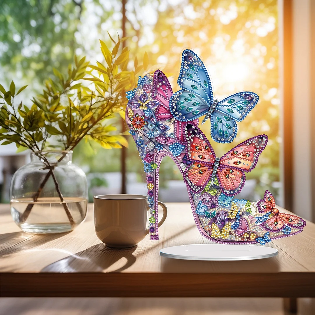 DIY High Heels Single Sided Diamond Painting Acrylic Tabletop Ornaments for Office Decor