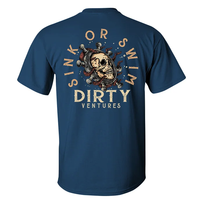 Sink Or Swim Dirty Ventures Printed Skull Men's T-shirt