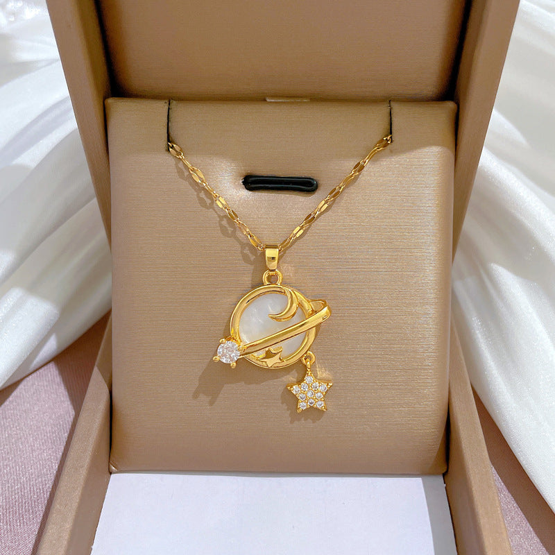 Moon Geometric Stainless Steel Electroplating Necklaces