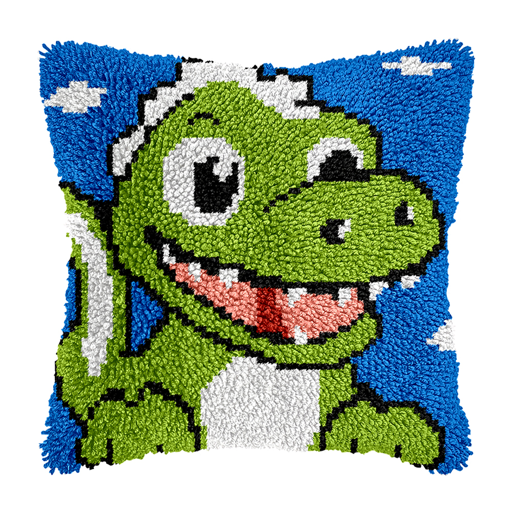 43x43cm Cartoon Dragon Cross Stitch Pattern Latch Hook Pillowcase for Needlework