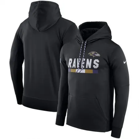 Men's Baltimore Ravens  Black Sideline Team Name Performance Pullover Hoodie