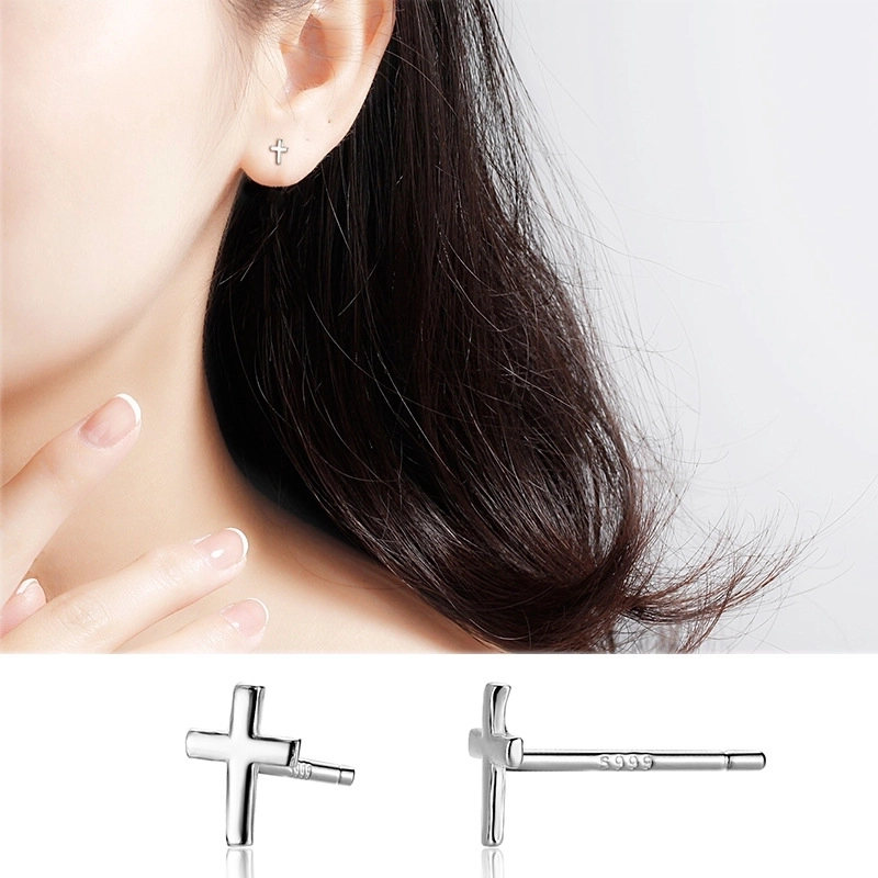 1 Pair 925 Sterling Silver Four Leaf Clover Star Lightning Ear Studs