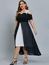 Women's Plus Size Curve Party Dress Color Block V Neck Mesh Half Sleeve Fall Spring Elegant Midi Dress Party Date Dress / Black Dress