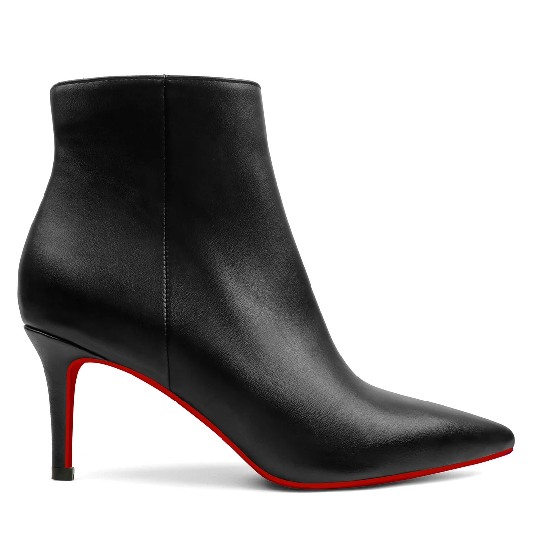 60mm Women's Ankle Boots Closed Pointed Toe Red Bottom Stilettos Booties-vocosishoes