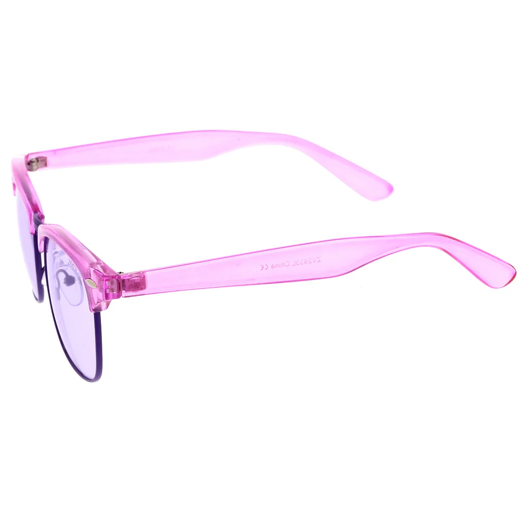 Classic Translucent Horn Rimmed Square Color Tinted Lens Half Frame glasses 49mm