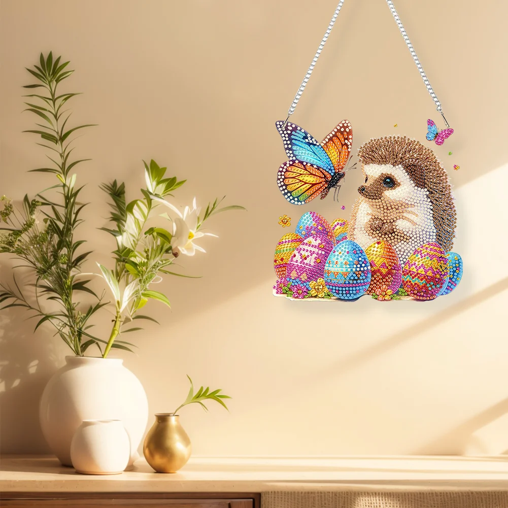 DIY Butterfly Egg Hedgehog Special Shape Diamond Painting Acrylic Hanging Pendant for Home Decor