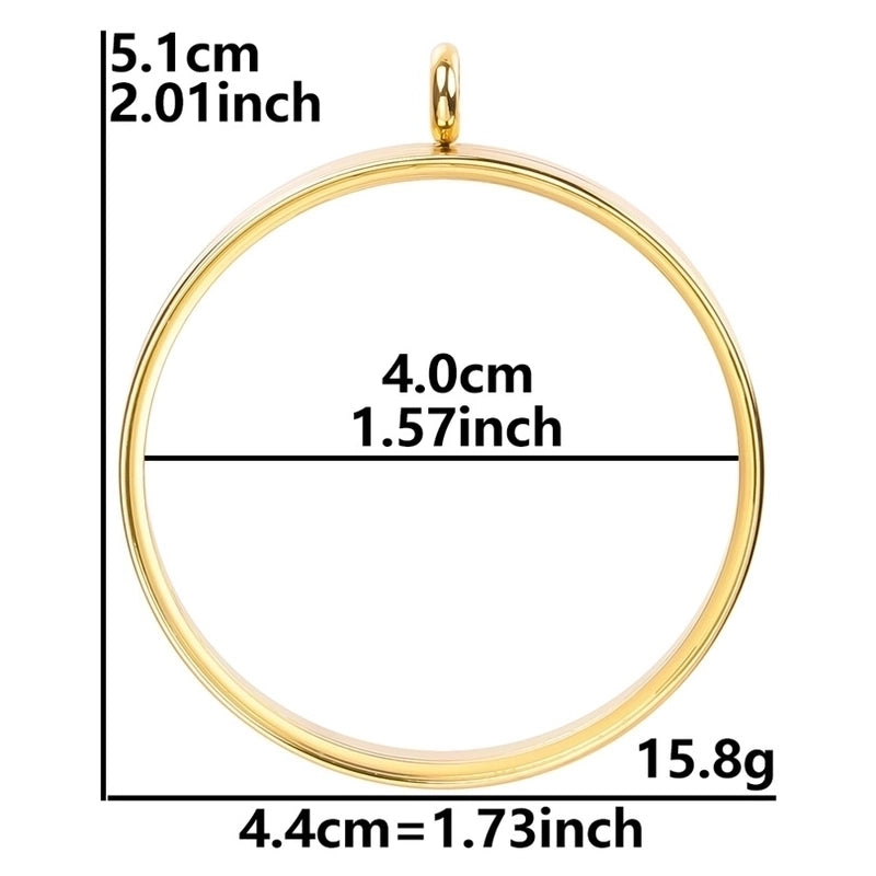 2 Pieces 304 Stainless Steel 18K Gold Plated Circle Solid Color Polished Pendant