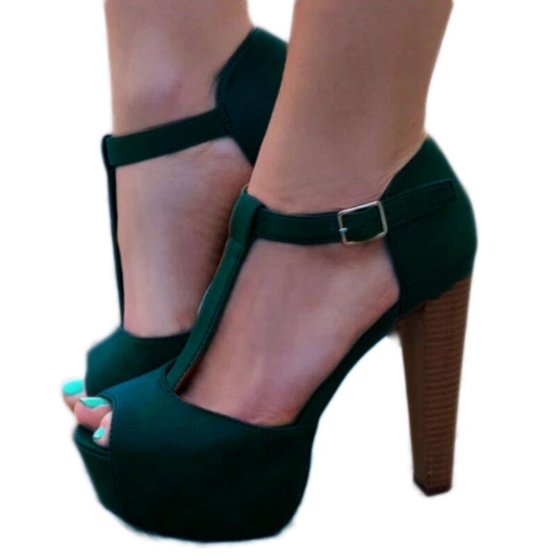 TAAFO Women's High Heel Sandals Women's Shoes Thick Heeled Sandals Show