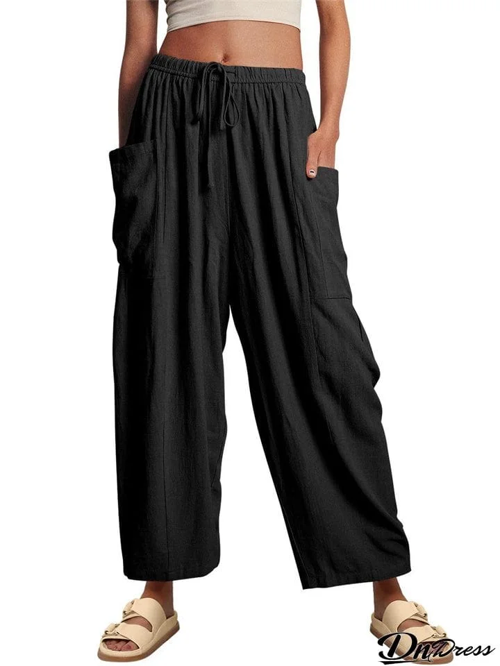 Baggy Elastic Waist Wide Leg Pants for Women