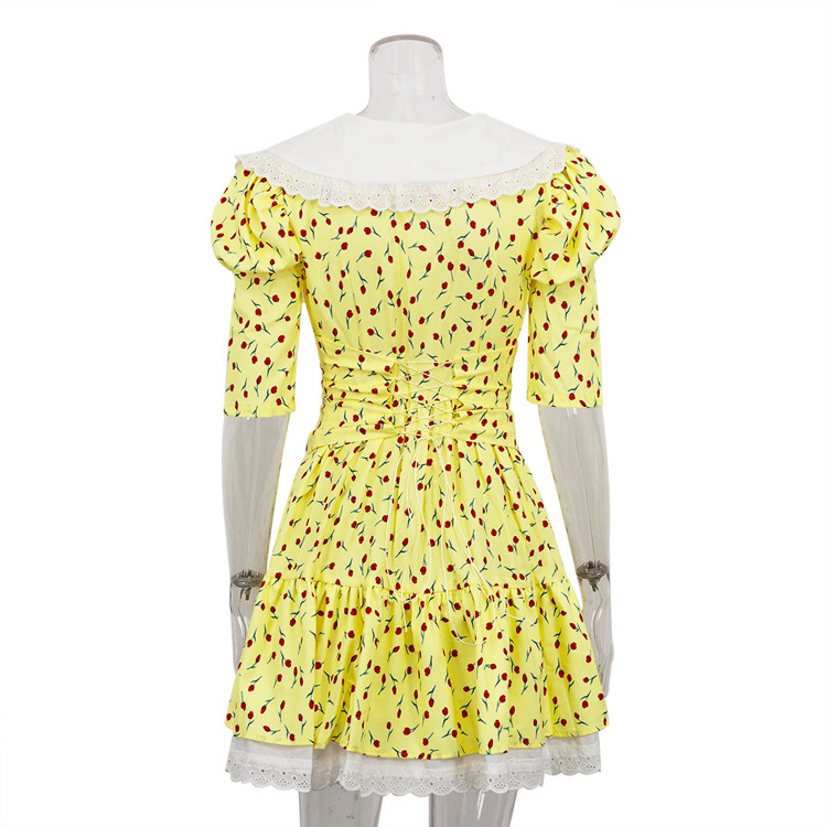 Ootddress Summer Printed Patchwork Mini Dress Female V-Neck Short Sleeve Slim Fashion Elegant Party Dress Gown For Women Dress 2025