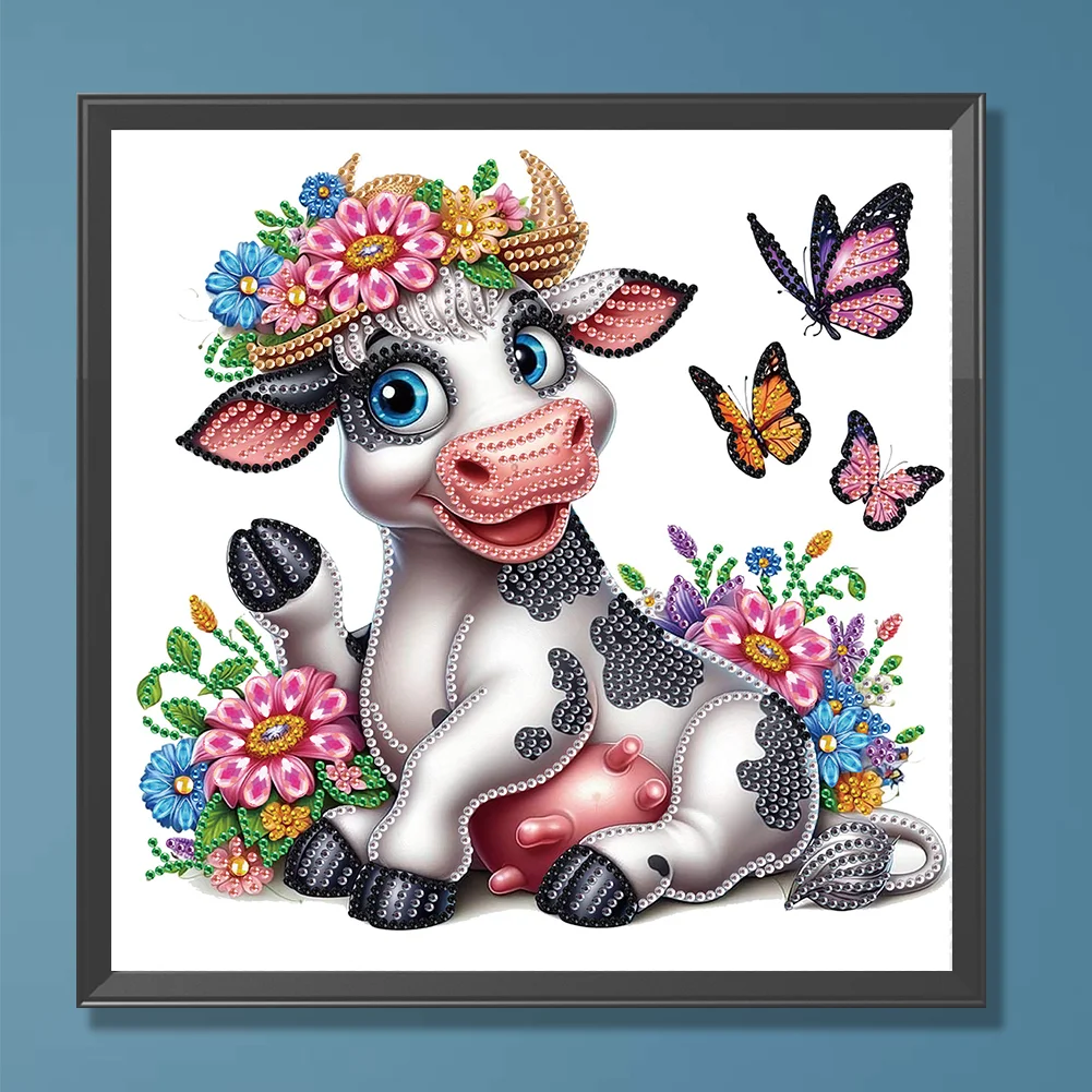 Diamond Painting - Partial Special Shaped Drill - Flower Cow(Canvas|30*30cm)