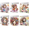 6PCS Diamond Painting Girl Greeting Cards Postcards with Envelopes