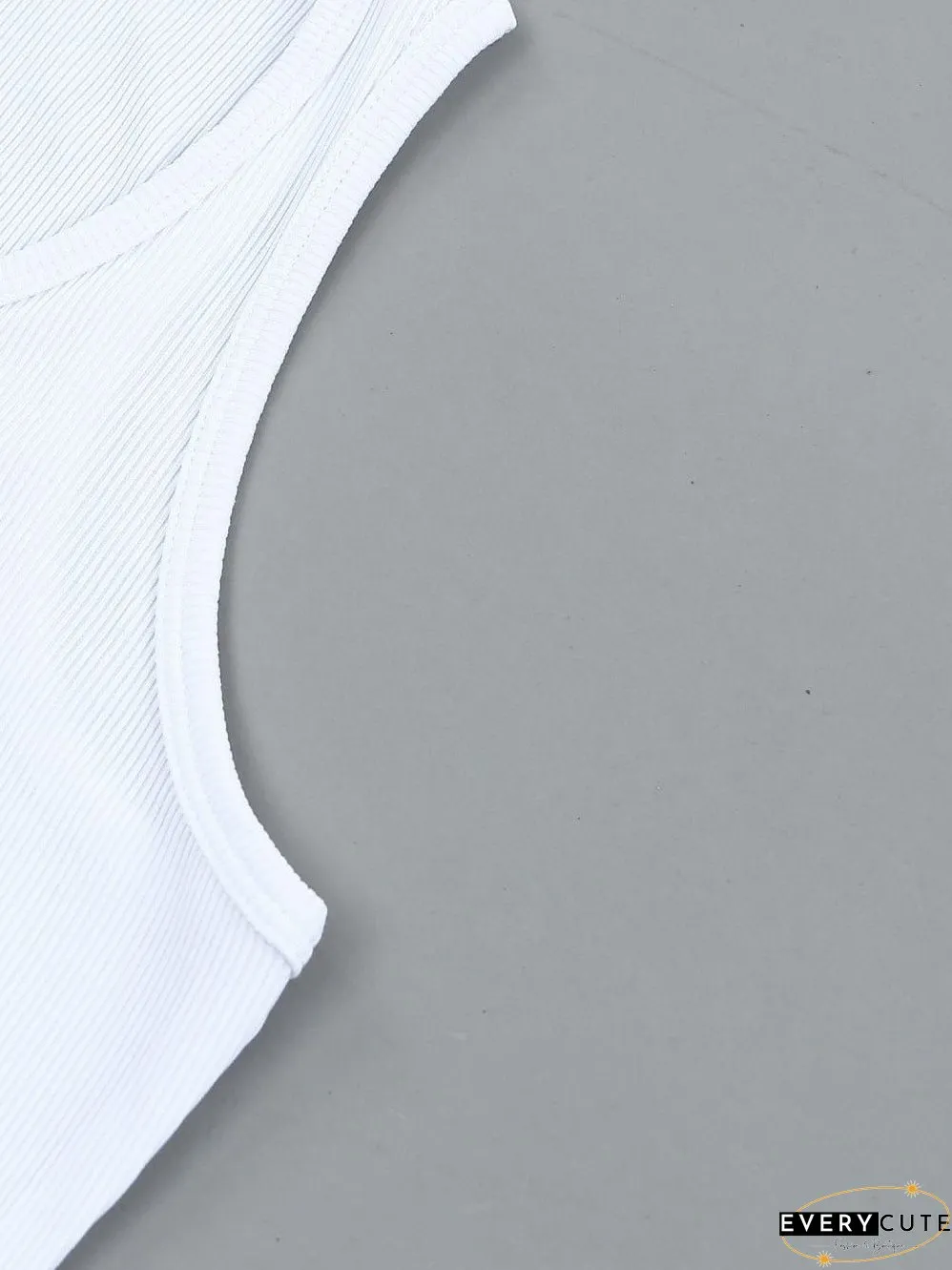 Ivory V-Neck Textured Knit Sleeveless Top